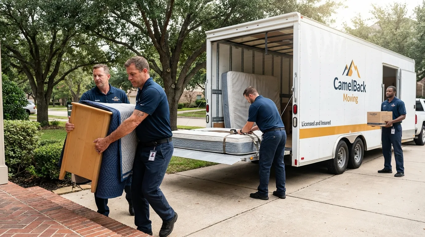 Crew loading residential truck for cross-state move from Wappingers Falls, NY