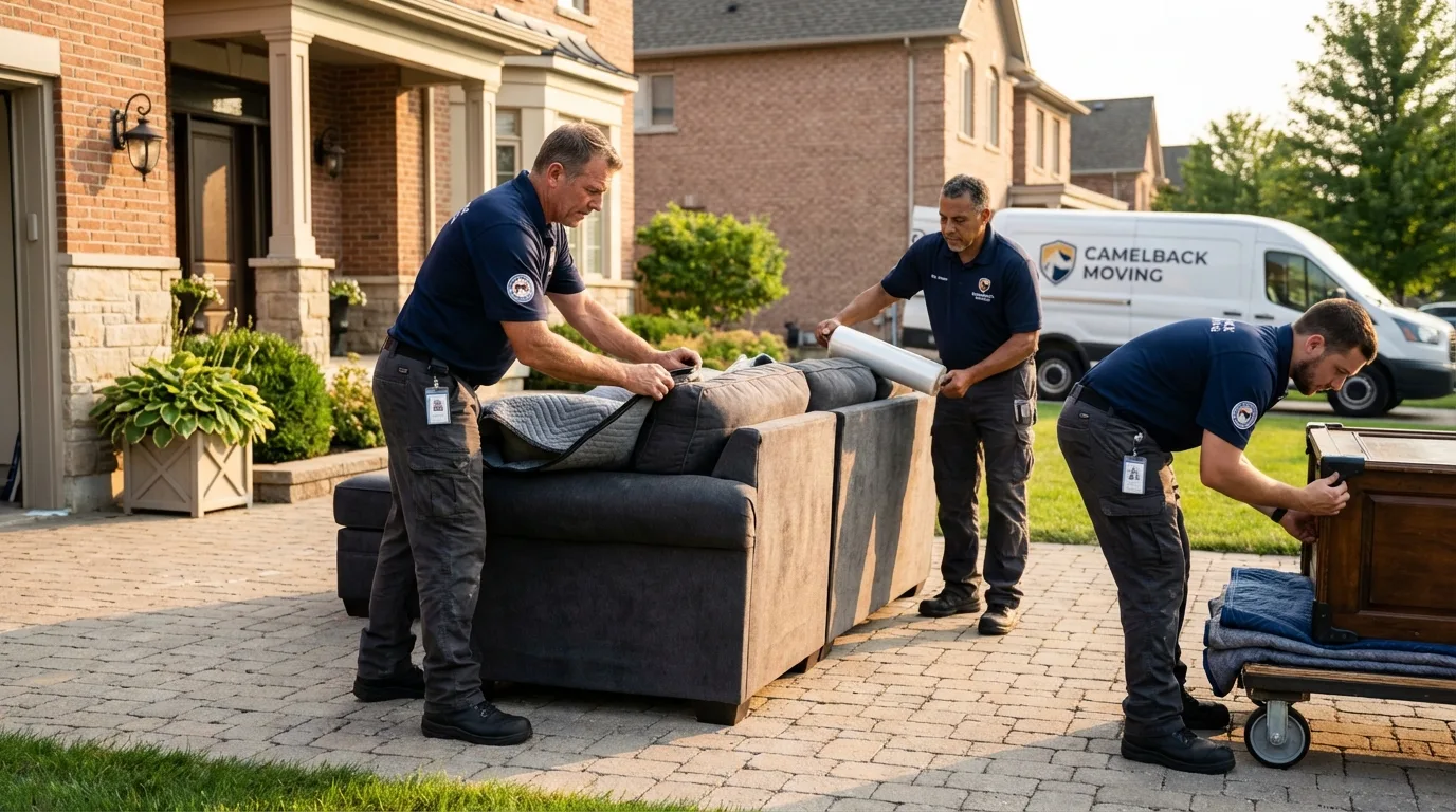 Large estate moving crew wrapping furniture in Wappingers Falls, NY