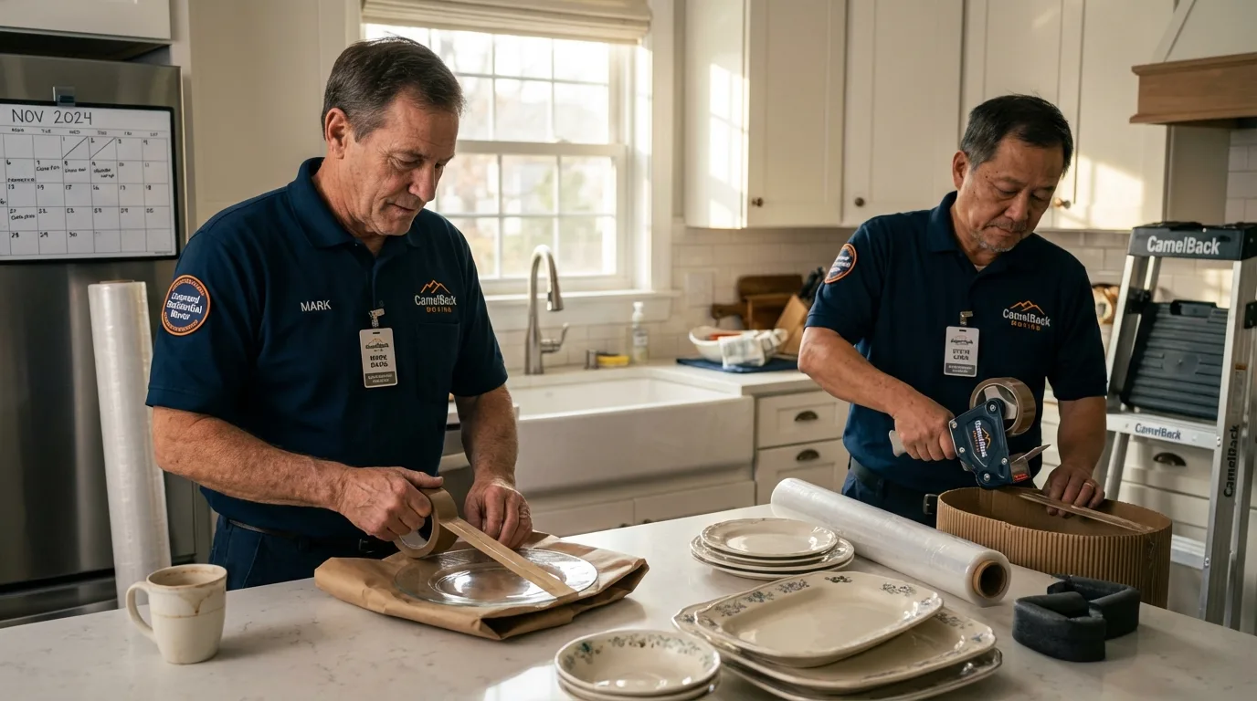 Professional crew packing kitchen dishware in Wappingers Falls, NY